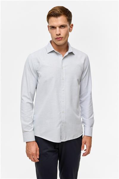 Siyah Slim Desenli Klasik Yaka Gömlek