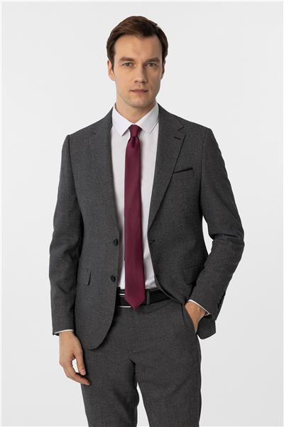 Siyah Slim Fit Desenli Mono Yaka 6 Drop Klasik Takım Elbise