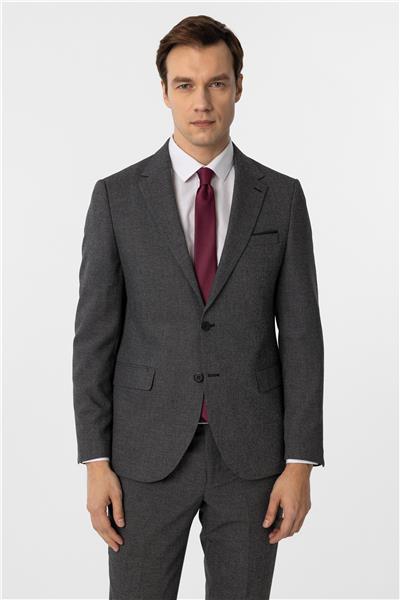 Siyah Slim Fit Desenli Mono Yaka 6 Drop Klasik Takım Elbise