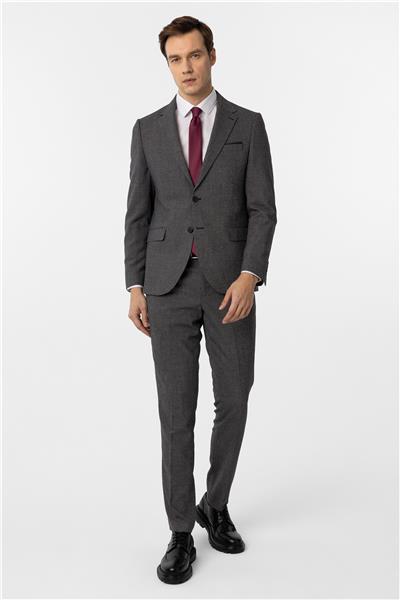 Siyah Slim Fit Desenli Mono Yaka 6 Drop Klasik Takım Elbise