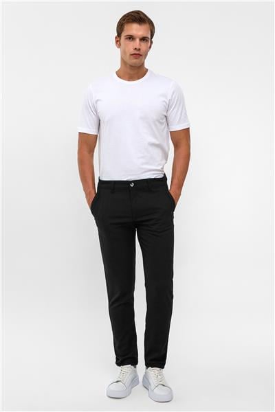 Siyah Slim Desenli Pantolon
