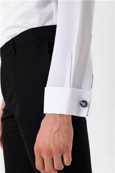 Siyah Slim Fit Düz Ata Yaka Gömlek