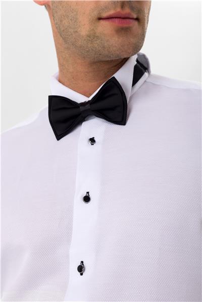 Siyah Slim Fit Düz Ata Yaka Gömlek