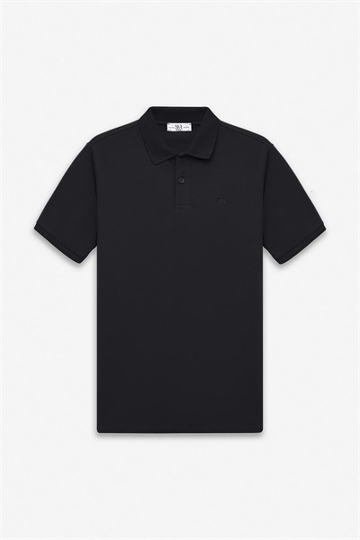 Siyah Slim Düz Baskısız Pike Düğmeli Polo Yaka Tişört