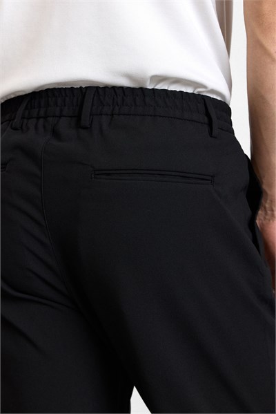 Siyah Slim Düz Bezayağı Yarım Lastikli Jogger Pantolon