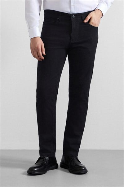 Siyah Slim Düz Casual Pantolon