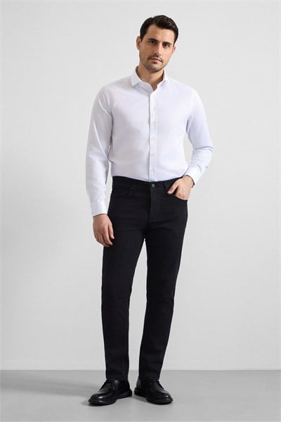 Siyah Slim Düz Casual Pantolon