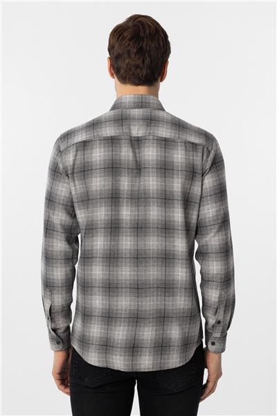 Siyah Slim Fit Düz Düğmeli Yaka Gömlek