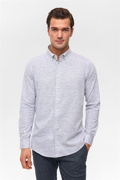 Siyah Slim Düz Düğmeli Yaka Gömlek