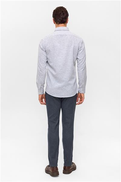 Siyah Slim Düz Düğmeli Yaka Gömlek