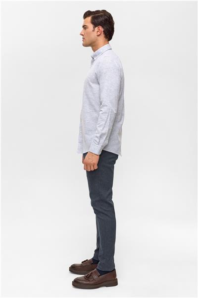 Siyah Slim Düz Düğmeli Yaka Gömlek