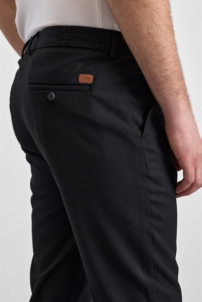 Siyah Slim Düz İnterlok Yarım Lastikli Rüzgar Geçirmez Jogger Pantolon