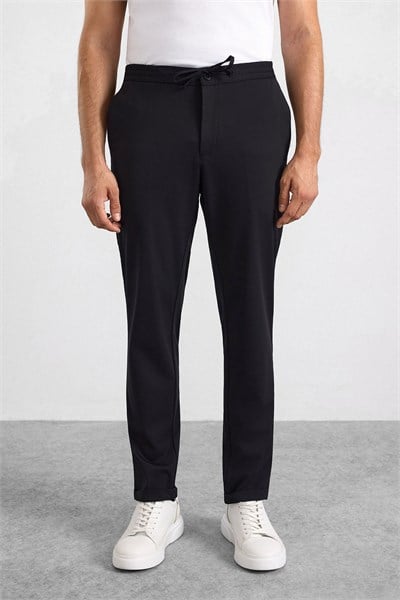 Siyah Slim Düz Jogger Pantolon