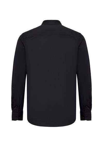 Siyah Slim Fit Düz Klasik Yaka Gömlek