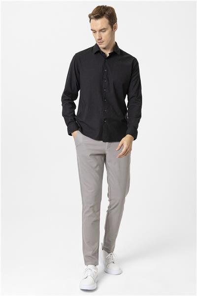 Siyah Slim Fit Düz Klasik Yaka Gömlek