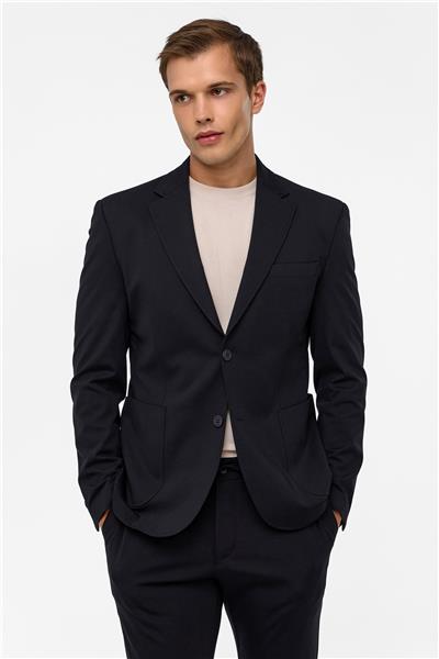 Siyah Slim Düz Mono Yaka 6 Drop Spor Takım Elbise