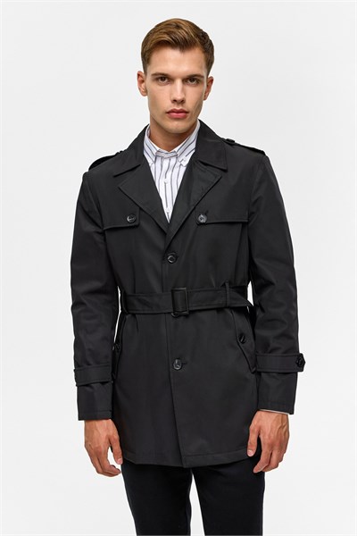 Siyah Slim Düz Mont