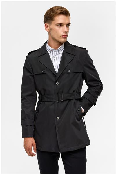 Siyah Slim Düz Mont