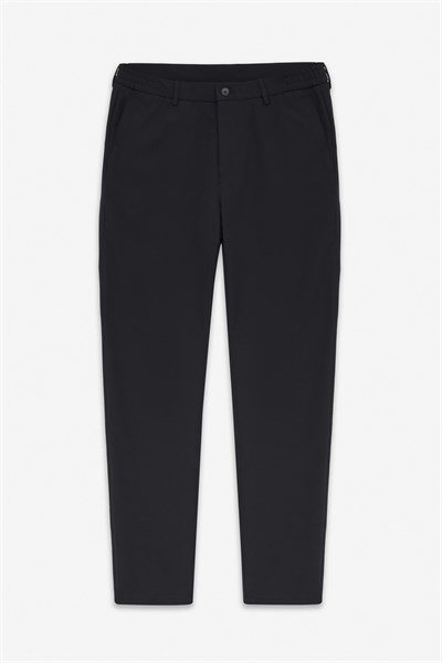 Siyah Slim Düz Pike Kemerli Yıkamalı Jogger Pantolon