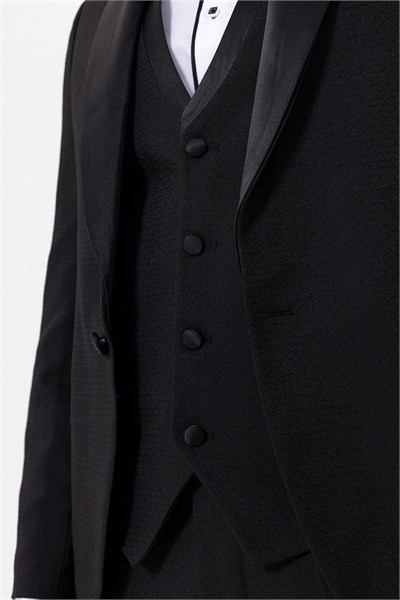 Siyah Slim Fit Armürlü 6 Drop Smokin & Damatlık