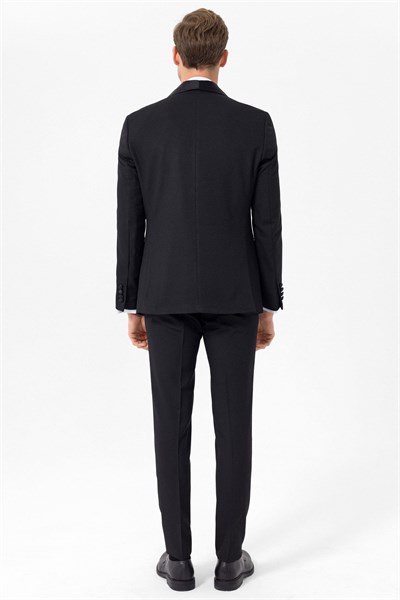 Siyah Slim Fit Armürlü 6 Drop Smokin & Damatlık