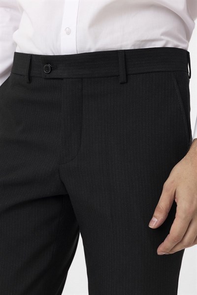Siyah Slim Fit Desenli Kumaş Pantolon