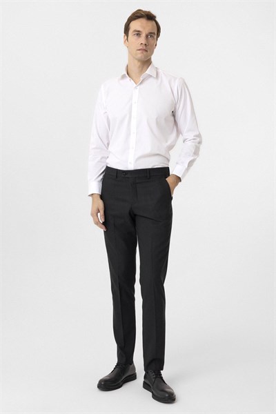 Siyah Slim Fit Desenli Kumaş Pantolon