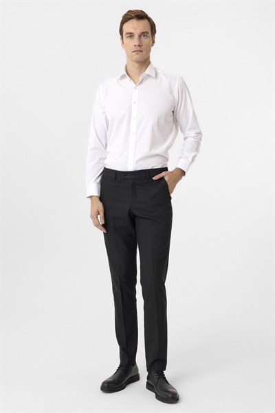 Siyah Slim Fit Desenli Kumaş Pantolon
