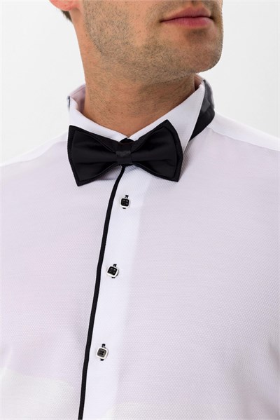 Siyah Slim Fit Düz Ata Yaka Gömlek