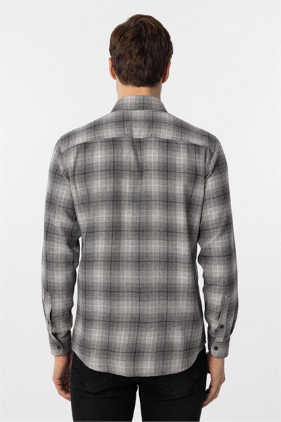 Siyah Slim Fit Düz Düğmeli Yaka Gömlek