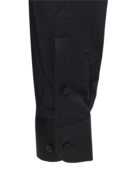 Siyah Slim Fit Düz Klasik Yaka Gömlek