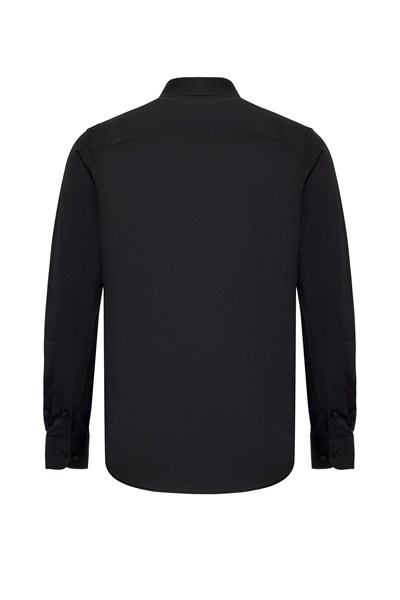 Siyah Slim Fit Düz Klasik Yaka Gömlek