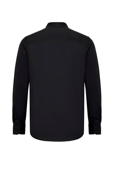 Siyah Slim Fit Düz Klasik Yaka Gömlek