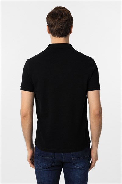 Siyah Slim Fit Düz Polo Yaka Tişört