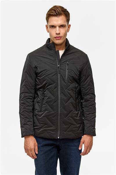 Siyah Slim Kapitone Mont