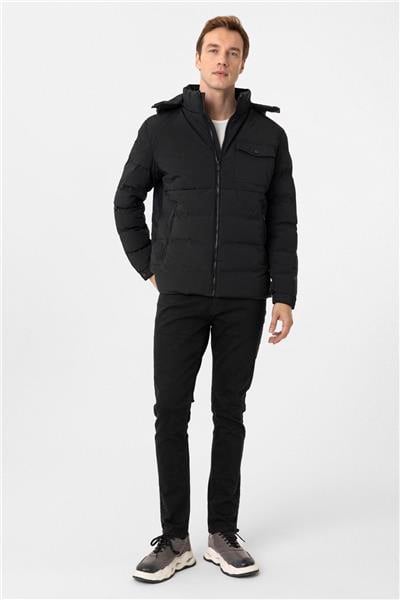 Siyah Slim Kapitone Mont