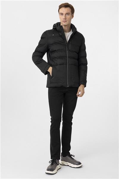 Siyah Slim Kapitone Mont