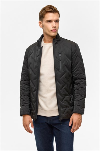 Siyah Slim Kapitone Mont