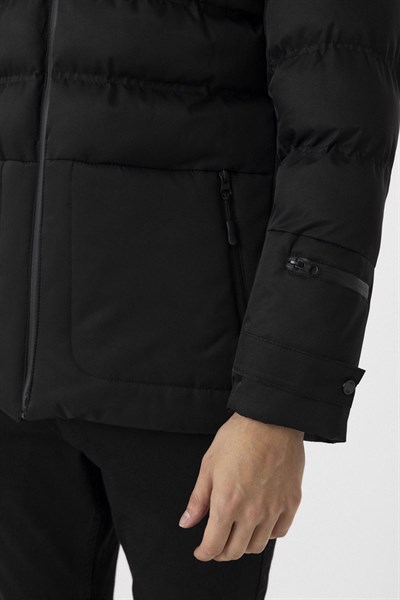 Siyah Slim Kapitone Mont