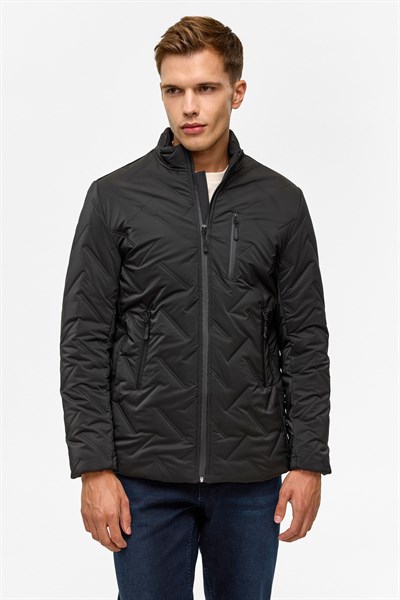 Siyah Slim Kapitone Mont