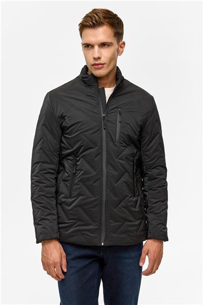 Siyah Slim Kapitone Mont