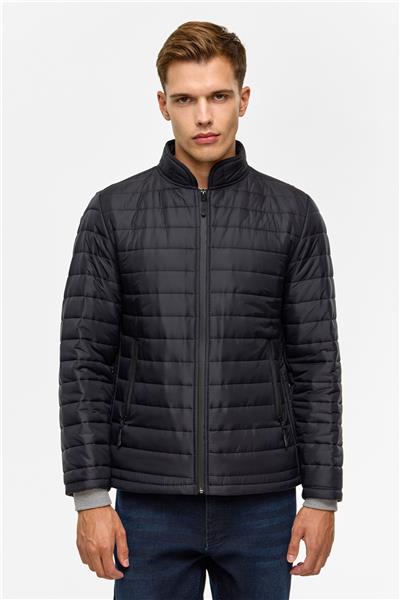 Siyah Slim Kapitone Mont