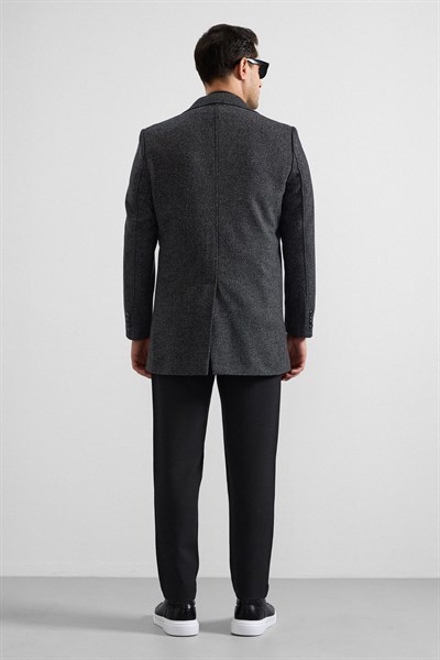 Siyah Slim Mono Yaka Yan Cepli Kaban