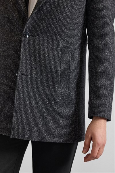 Siyah Slim Mono Yaka Yan Cepli Kaban