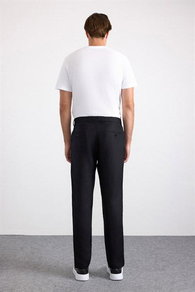 Siyah Smart Fit Düz Lastikli Standart Jogger Pantolon