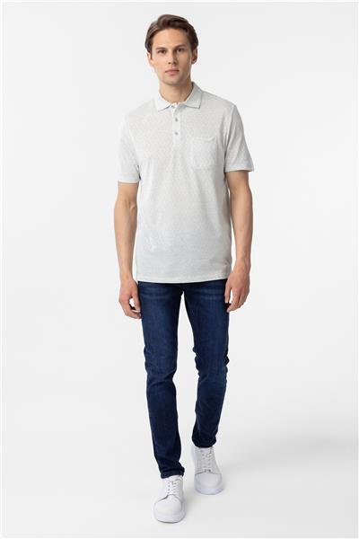 Su Yeşili Regular Armürlü Polo Yaka Tişört