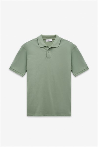 Su Yeşili Regular Düz Baskısız Pike Düğmeli Polo Yaka Tişört