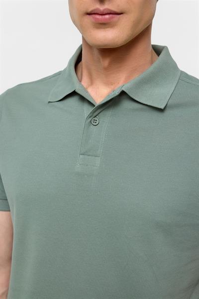 Su Yeşili Slim Düz Polo Yaka Tişört