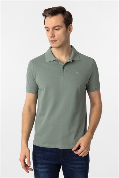 Su Yeşili Slim Fit Düz Polo Yaka Tişört