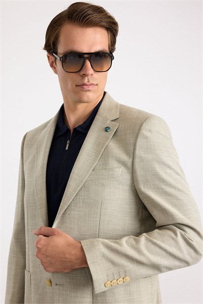 Su Yeşili Slim Mono Yaka Düz Poplin Torba Cep Standart 6 Drop Klasik Ceket